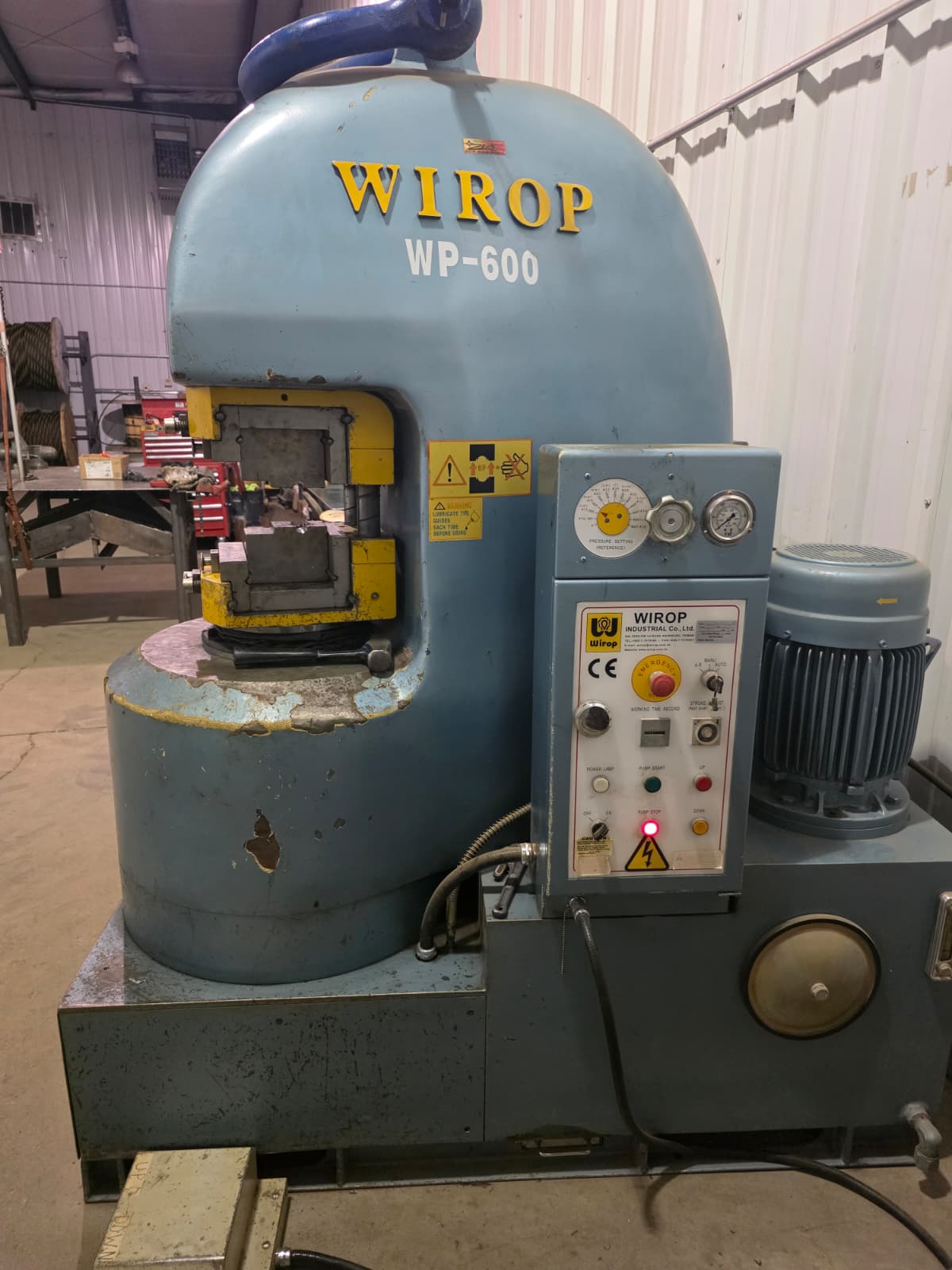 Wirop WP-600 press used for equipment repair at Zia Wire Rope